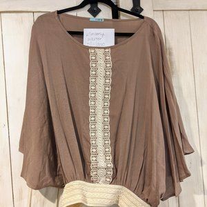 NWT P.S KATE Crochet Batwing Top